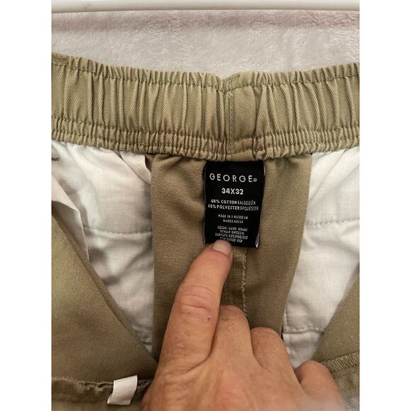 George 34x32 Taupe Khakis Comfort Stretch Waist Men Casual Pant - Picture 5 of 9